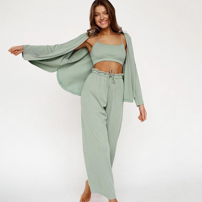 

Fashion Fashion Tops Vest Pants Three-Piece Top Vest Trousers Three Pieces Set Green M