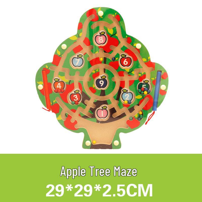 Wooden Marble Maze with Magnetic Pen – Animal Track Educational Toy for Kids