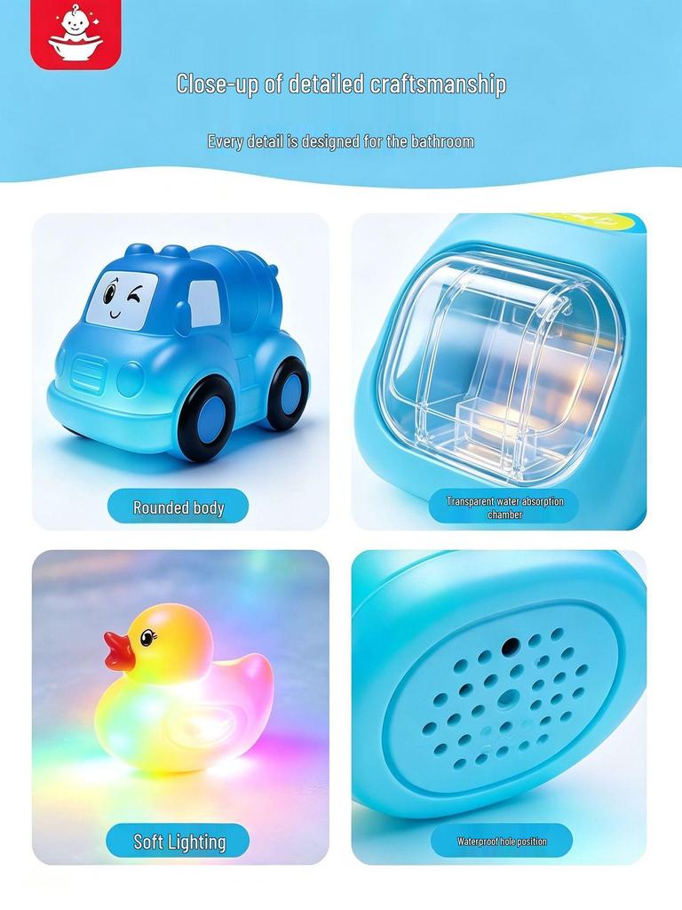 New Flashing Cartoon Cars: Touch-Activated, 7-Color LED Waterproof Toy