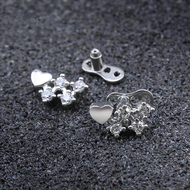 Gioielli per Piercing al Corpo in Acciaio Inossidabile Ancore Dermiche Incastonate di Cristallo Set Accessori di Grado Impiantabile Microdermal