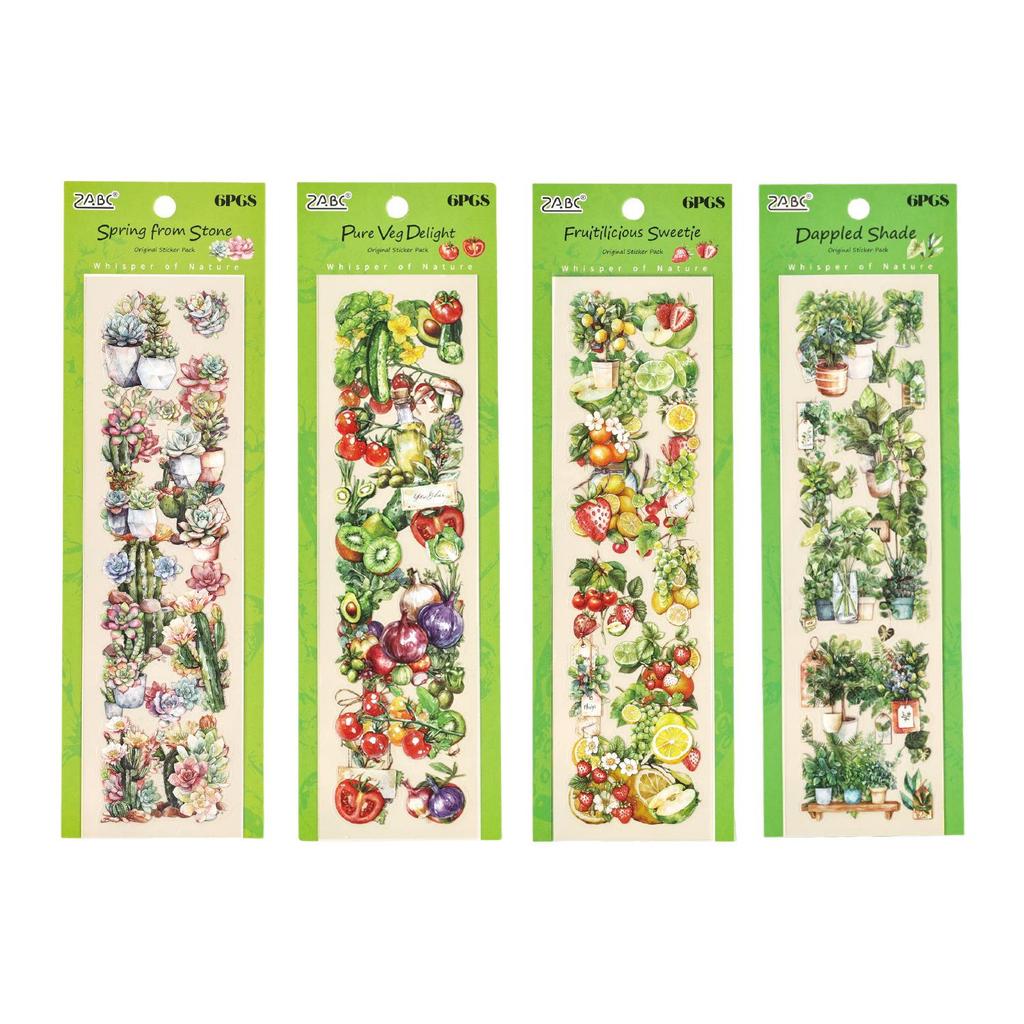 Natural Time Series Journal Stickers: Fresh Theme, 4 Styles, 6 Sheets/Pack