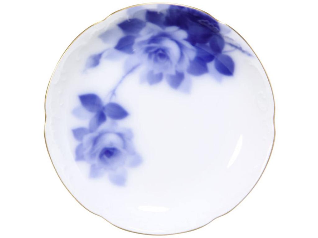 Okura Pottery Blue Rose 15cm Individual Plate Pair Made in Set, Japan, 54hr/8011