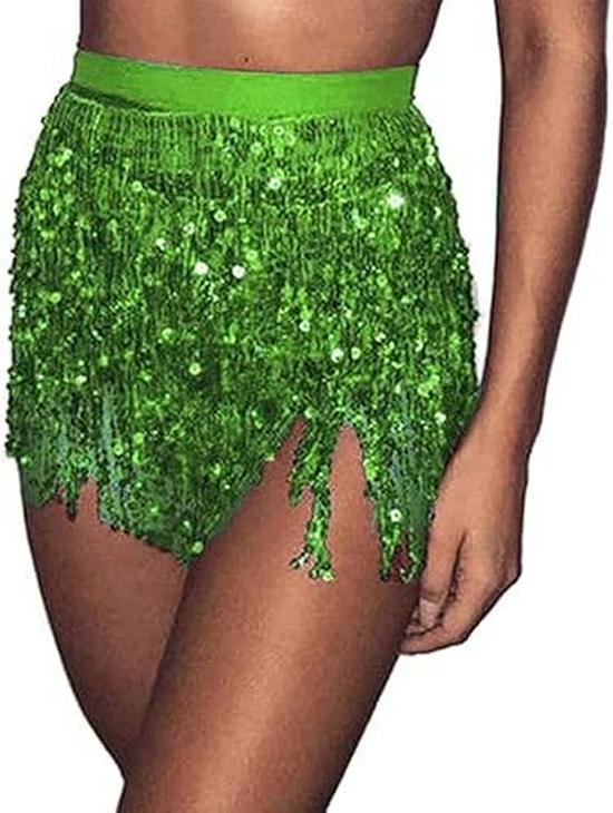 

Костюм для танца живота на Хэллоуин: Сексуальный платок на бедрах с пайетками и кисточками и поясная цепочка