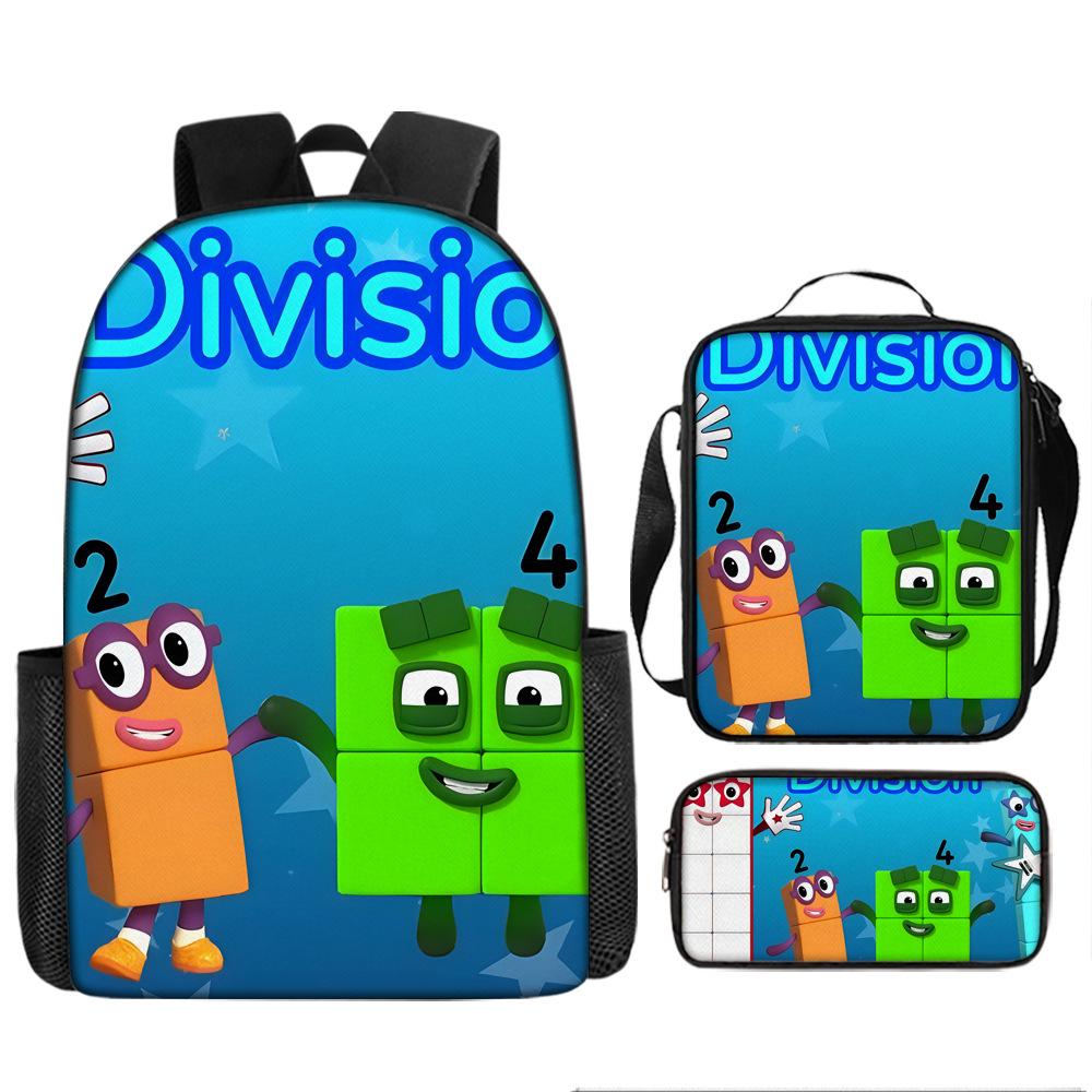 Digital Building Blocks Numberblocks School Bag Large Capacity Game Backpack Satchel Bag Pencil Bag Backpack Three-piece Set