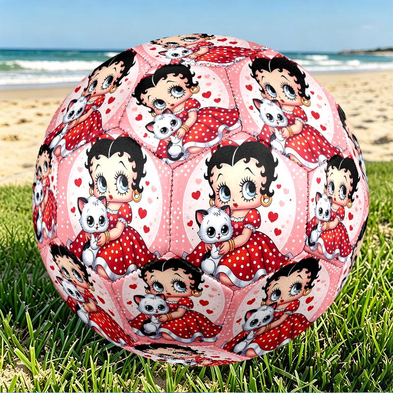 Betty Boop Print Size 5 Soccer Ball, PU Wear Resistant Football for Match Training and Daily Practice, Birthday Gift for Soccer Fans