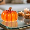 Mini Crystal Pumpkin Figurine Collectible Artificial Pumpkin Tabletop Ornament for Fall Harvest Thanksgiving Halloween