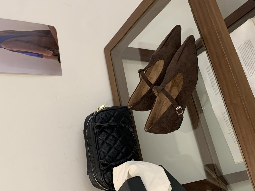 Herbst und Winter 2025 neue spitz zulaufende Zehenpartie mit dickem Absatz Wildleder Pendler Arbeits Damen Schuhe