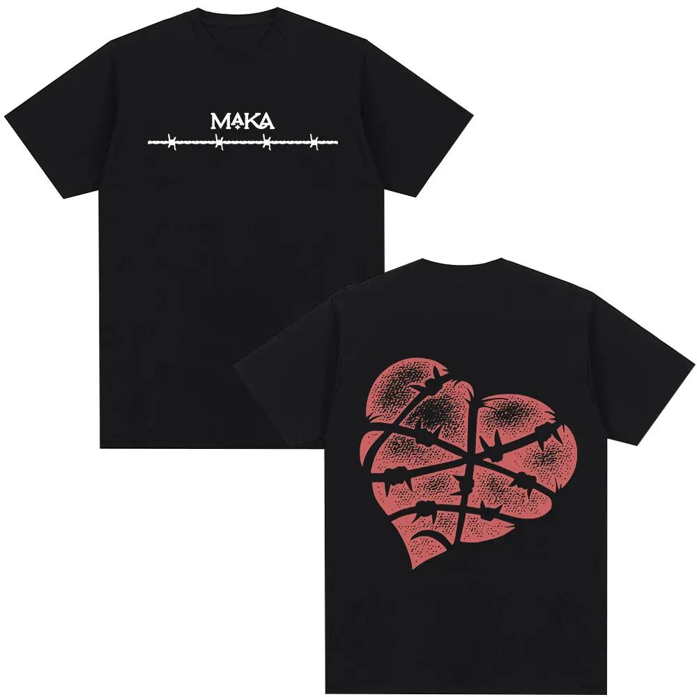Maka Aura 2025 Tour Merch Rapper Shirts for Men and Women, Fashionable Vintage Street Shirt, Casual Short Sleeve Cotton Shirt