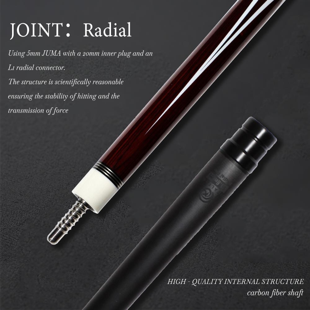 OKHEALING Karbonfaser Billard Queue Stick (Black Technology Geringe Durchbiegung Pro Taper Billard Queue 11,8 mm Spitze, 147 cm, Spiel Queue)
