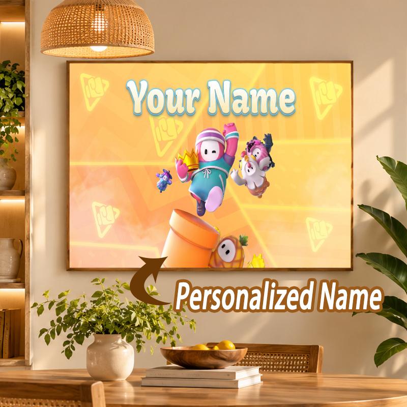Custom Name Fall Guys 5D Diamond Painting Personalized Full Drill Diamond Art Kit Gift