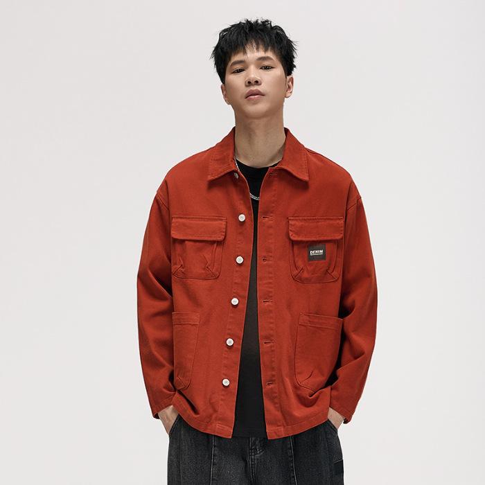 

Американская тяжелая ретро-куртка из чистого хлопка мужская модная брендовая повседневная рубашка с лацканами модная куртка L