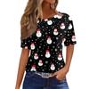 Women's Fashionable Casual Short Sleeve Christmas Print Round Neck Pullover Top