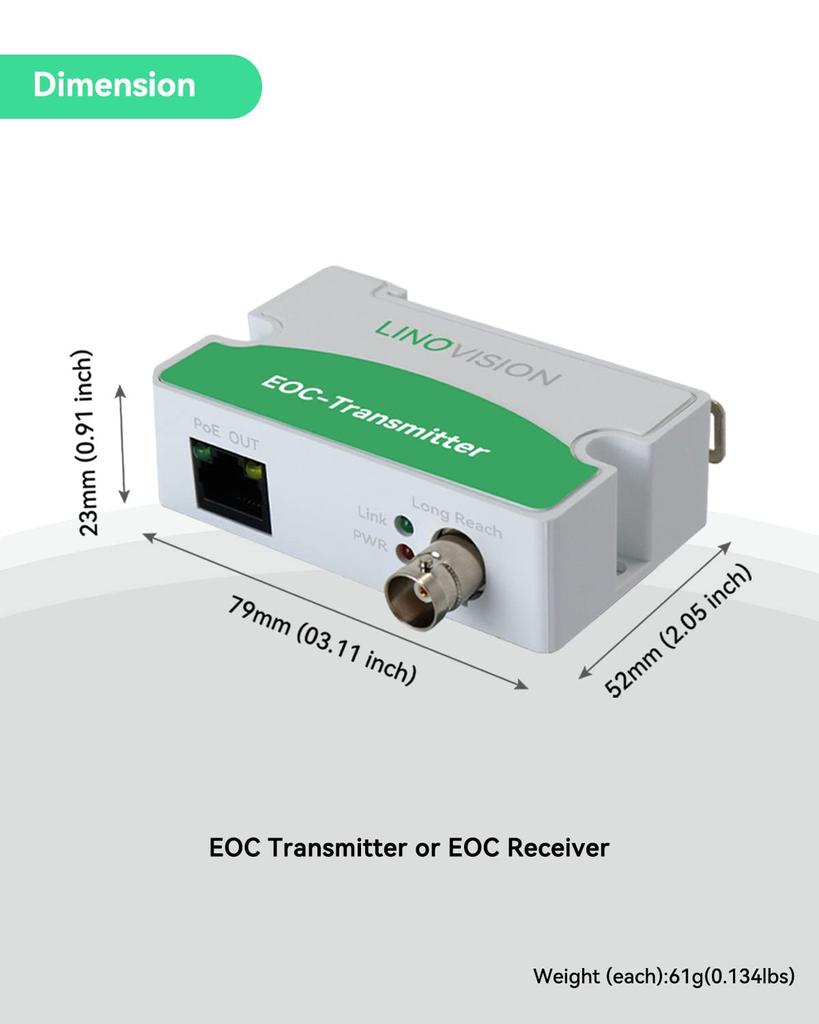 LINOVISION Coaxial LAN Converter Compatible with No Power Supply Can Be Wired Up To Maximum Communication Speed of Can Wire Network Devices Such As IP