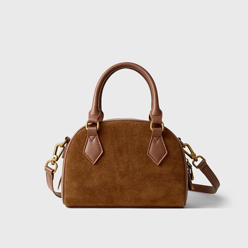 Geantă de damă din piele naturală, toamna și iarna, nouă geantă Boston, geantă de mână pentru femei, nișă retro, piele de vacă înghețată, cu un singur umăr, geantă crossbody