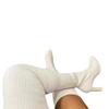 Women's Knit Pointed-Toe Chunky Heel Over-the-Knee Elastic Wool Boots