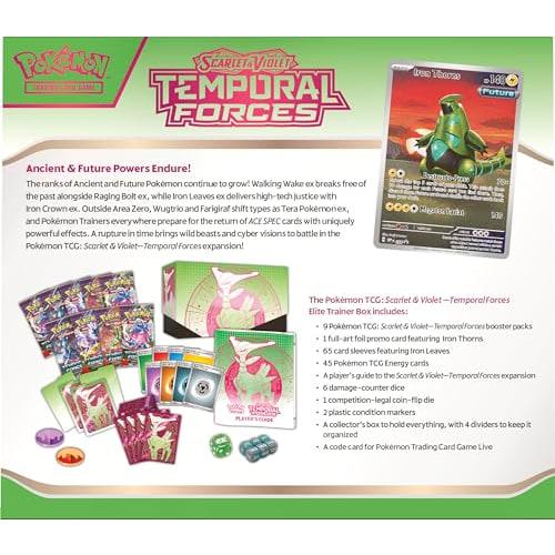 Pok?mon TCG: Scarlet & Violet ? Temporal Force Elite Trainer Box ? Iron Leaf (1 Full Art Iron Spike Promo Card, 9 Boosters & Premium Accessories)
