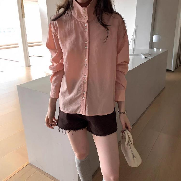 Women Sunscreen Shirt Tencel Stand Collar Design Sense S