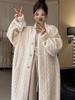 Thick Long Faux Mink Cable Knit Cardigan and Leather-Fur Eco Coat for Women Winter