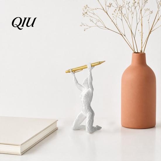 Smooth Matte Finish Pen Holder 3D Printed Kneeling Holder, Weightlifting Design Organizer, Creative Desk Accessory Pencil for Desktop Decoration