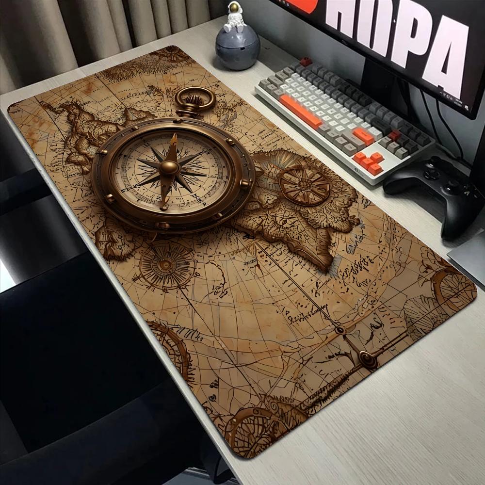 Vintage námořnická mapa Velká podložka pod myš Gumová protiskluzová podložka na stůl Herní podložka pod myš Stolní vychytávky Herní podložka na počítačový stůl Podložka na hraní