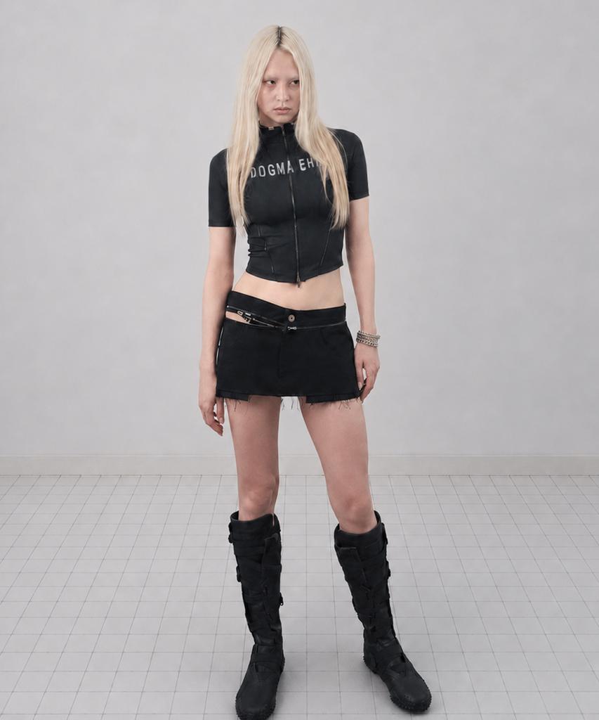 Dogeumaegseu Zip Belt Mini Skirt De04