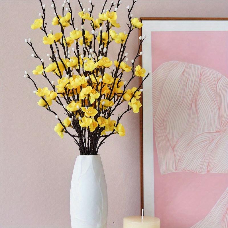 Artificial Flowers White Plum Blossom 21.7'' Fake Wintersweet Long Stem Plastic Flowers Home Hotel Office Wedding Party Garden Decor