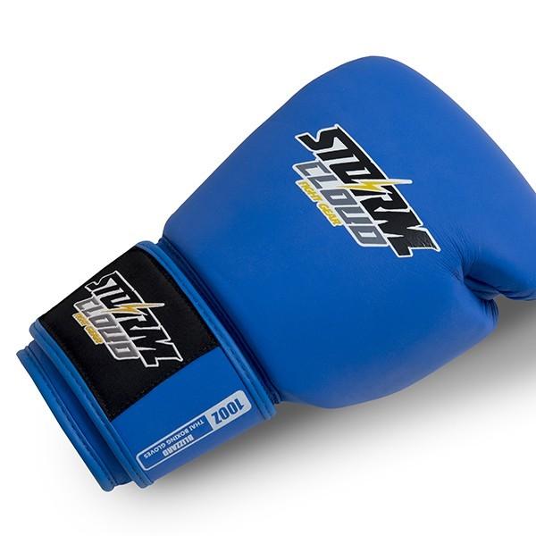 StormCloud Blizzard Classic Genuine Leather Muay Thai Gloves Blue 16oz