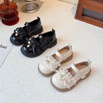Chaussures Lolita en cuir pour filles, chaussures de princesse douce, printemps et automne 2025, nouvelles chaussures simples à nœud de style étranger, chaussures de spectacle pour filles