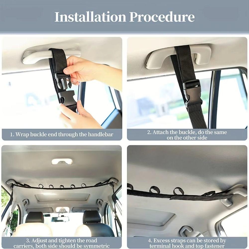 2Pcs Adjustable Vehicle Fishing Pole Roof Rack Snap Buckle Vehicle Fishing Rod Strap Rear Seats