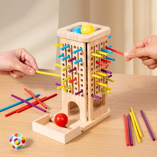 1 Set Wooden Stick Tower Dice Game with Accessories Fine Motor Skills Colorful Stick Counting Math Educational Board Game Toddlers Boys Girls Gift