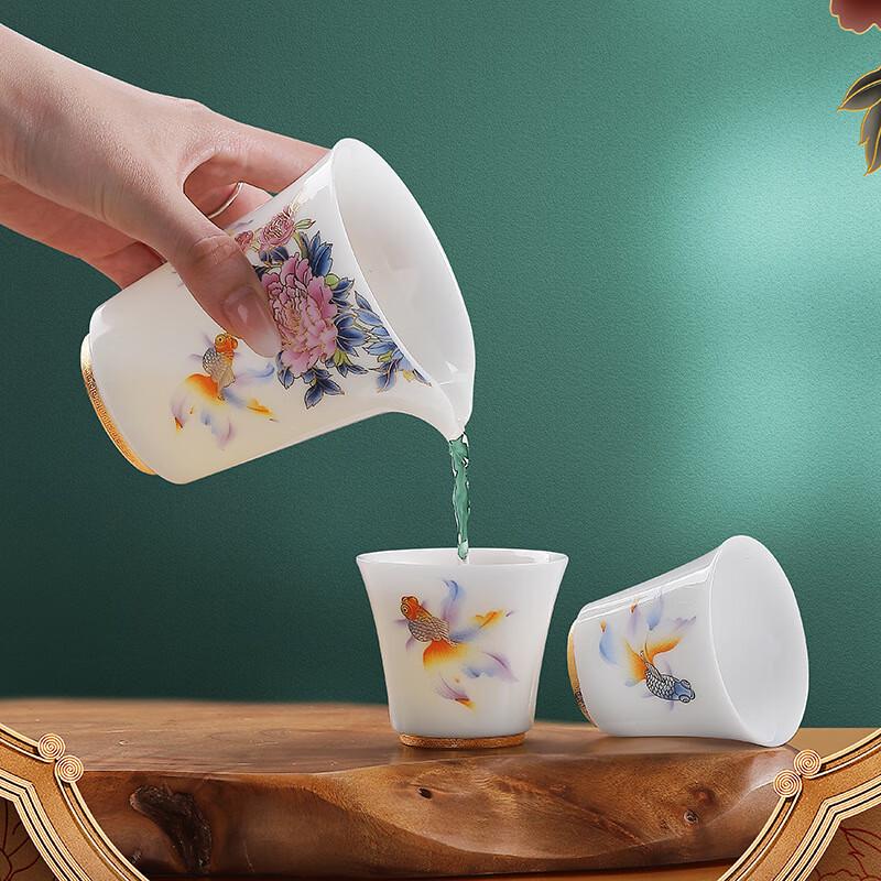 Prosperous Fish Ice Jade Porcelain Gongfu Tea Set