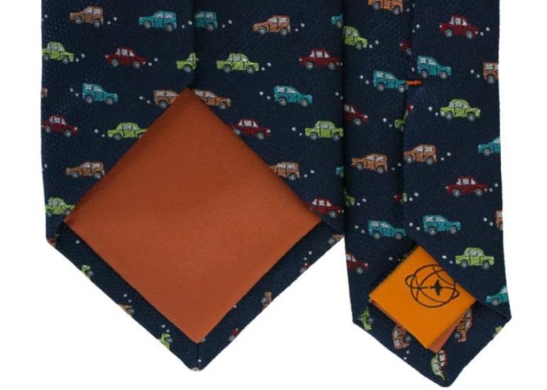 [SIMON CARTER] Simon Carter Colorful Car Silk Tie (Navy)