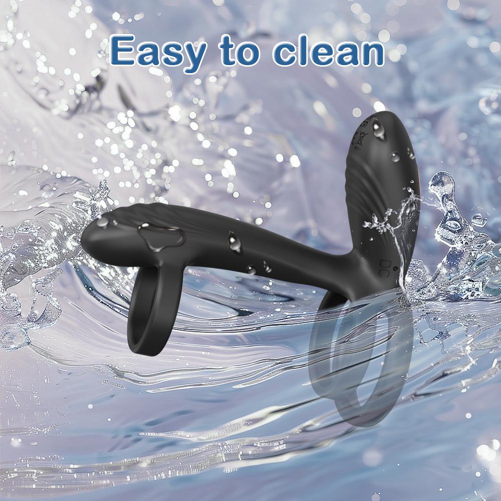 Remote Control Dual Penis Ring Vibrator for Men Delay Time Prostate Massager Cock Rings Twisting Vibrating Sex Toy for Men