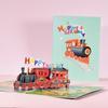 Train 3D Greeting Card Happy Birthday Card with Envelope Creative Fathers Day Gift for Dad Grandad Husband