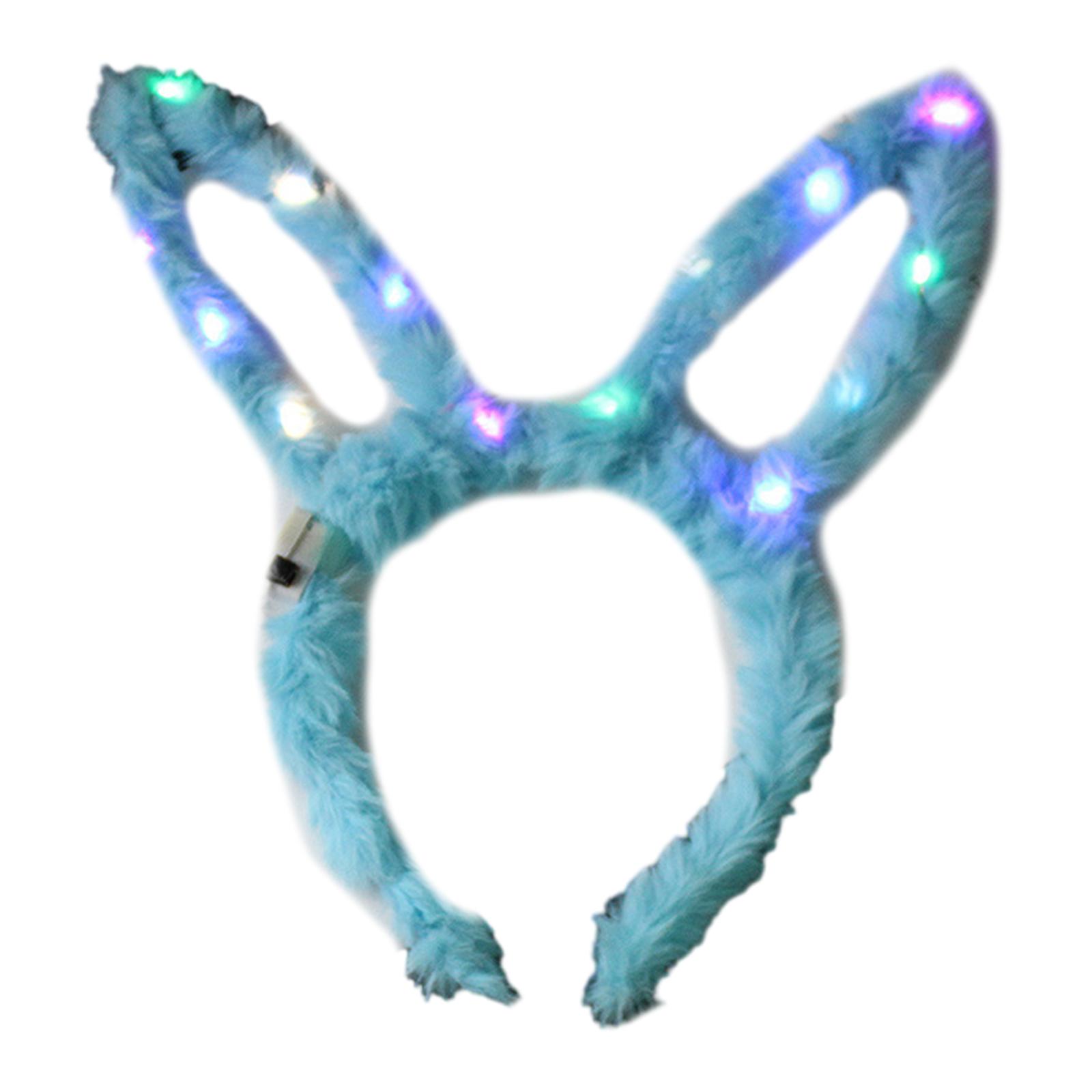 

Lovely LED Rabbit Ear Headband New Year Party Flashing Light Plush Hairhoop Carnival Party Headwear RaveProps Headdress 3