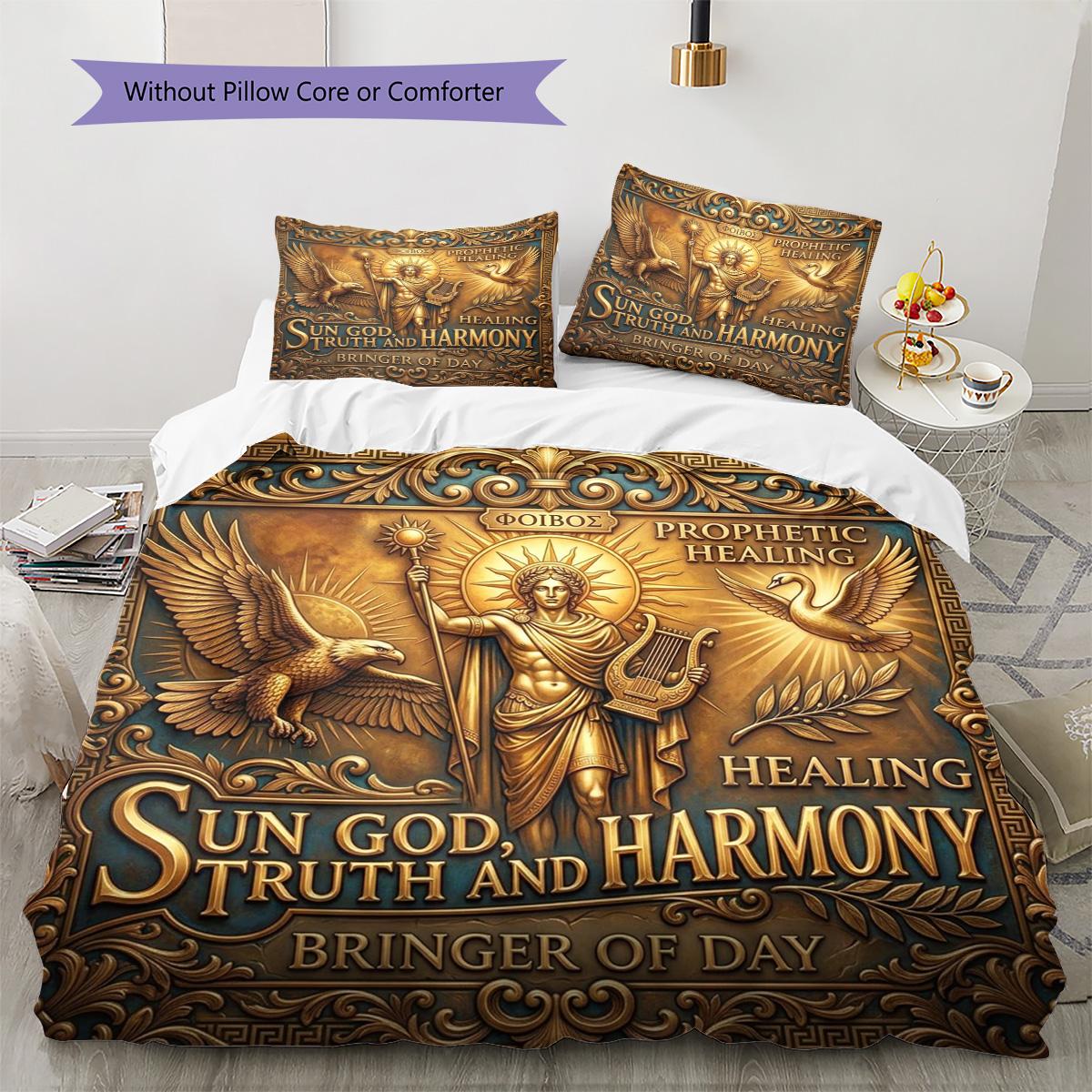 

Apollo, the sun god Pattern Bedding Quilt Set Quilt Cover Pillowcase Home Decoration Birthday Gift (1 * duvet cover + 2 * pillowcase, without core) 135x200cm