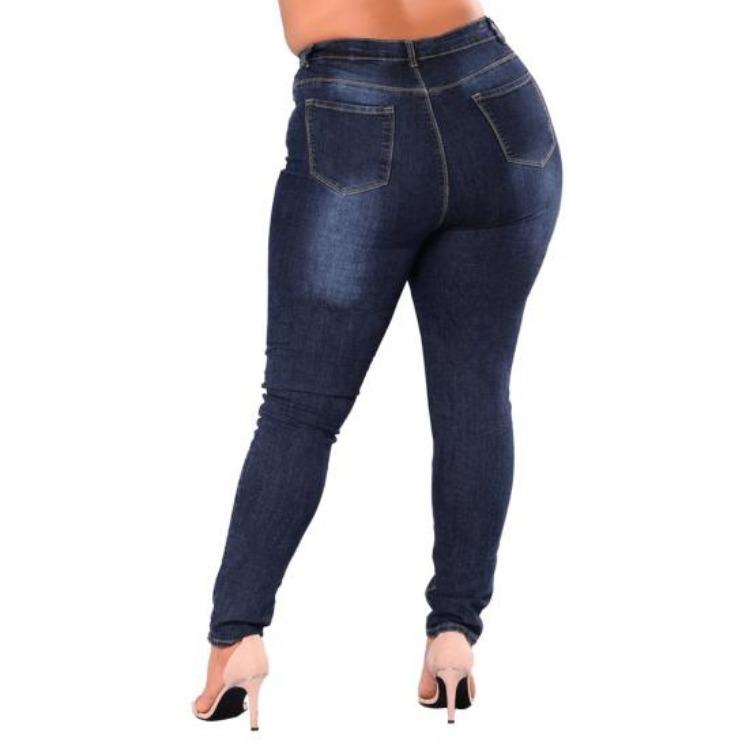 High Stretch Sculpting Slim Fit Pencil Denim Pants Plus Size Skinny Leg Jeans for Women Mid Rise Trousers
