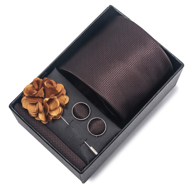 Boda Boda Corbata Novio Festiva Borgoña Corbata Traje de Hombre Gemelos Ramillete Kit de Accesorios