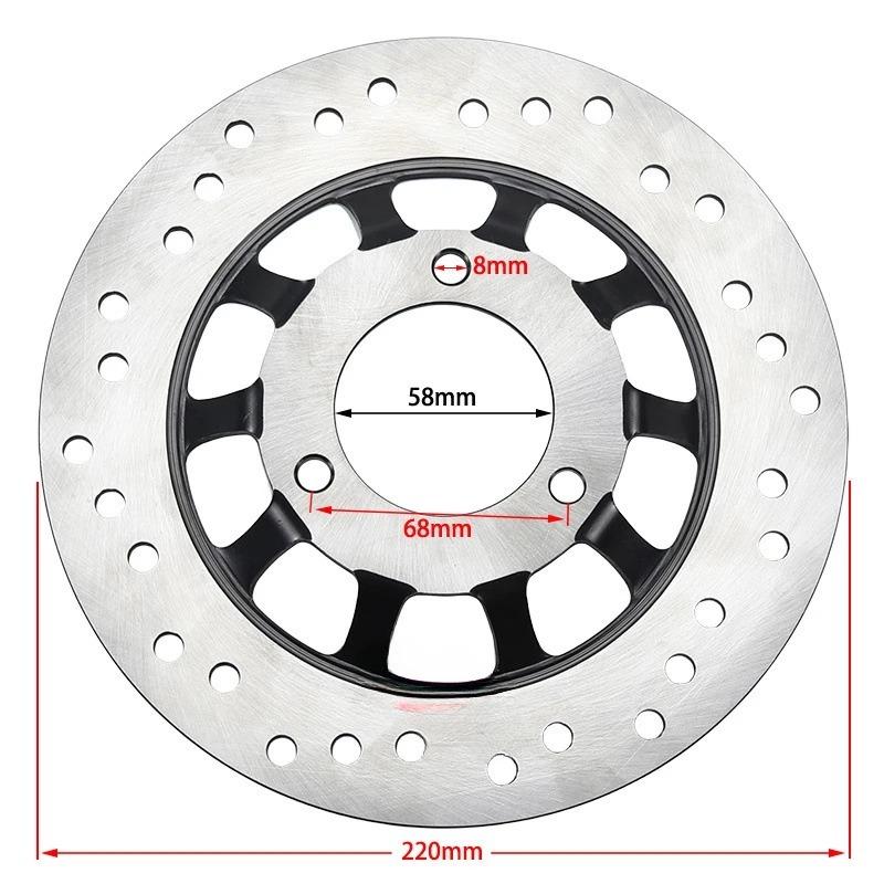 Rotor de disque de frein de moto 220MM-58MM 3 trous compatible avec les pièces de rechange ATV Électrique
