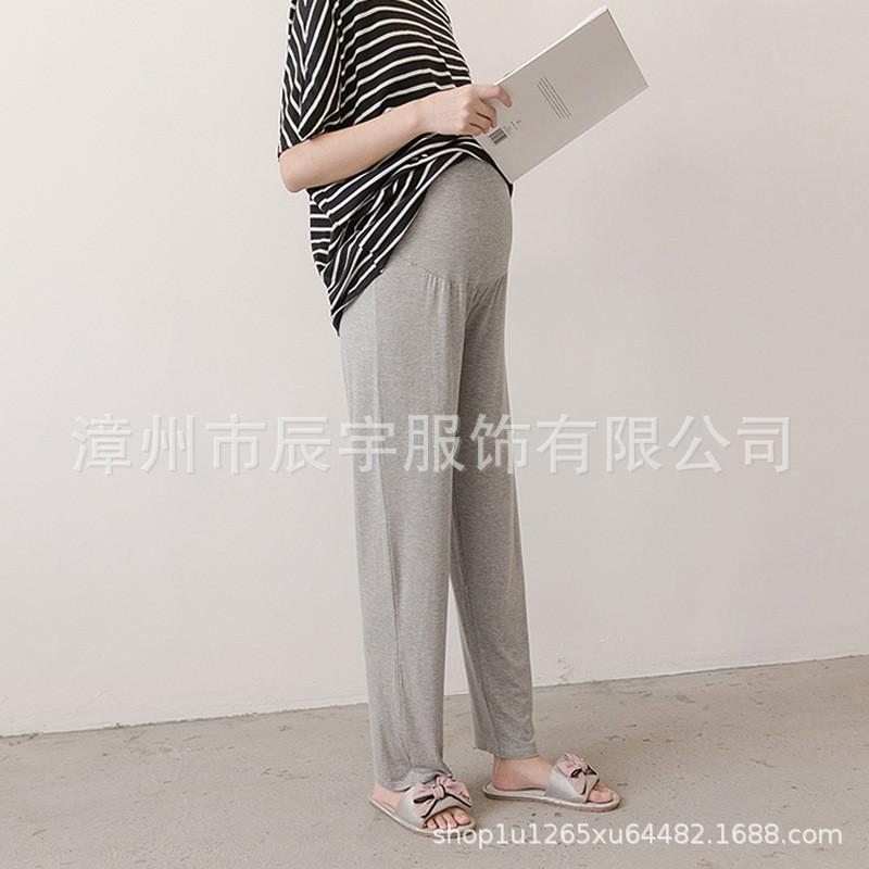 Womens Maternity Wide Leg Pants Thin High Waist Adjustable Waistband Belly Support Plus Size S-3XL