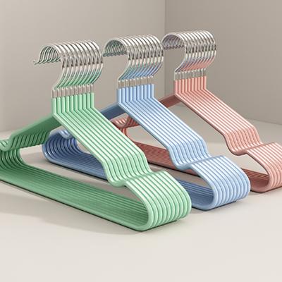 Gruccia per vestiti Gruccia con scanalature per arieggiare Bambini Adulto Metallo Semplice Spesso Antiscivolo Immergere Gruccia per vestiti in plastica Blu Verde