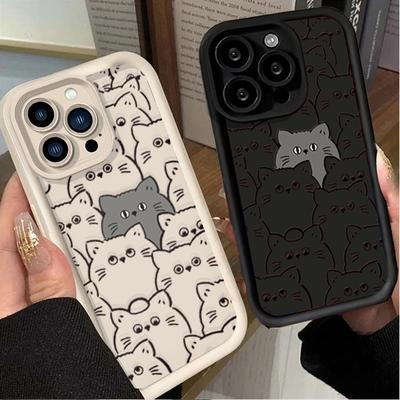 Case For iPhone 11 17 Pro Max 12 Mini 6 7 8 Plus 6s X XS XR Soft So Couple Cat Cute Bumper Cartoon Shockproof Cover
