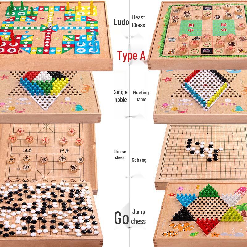8-in-1 Wooden Board Game Collection