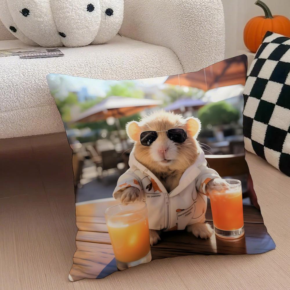 

Hilarious Funny Hamster Meme cute Art Cushion Cover Throw Pillow Cover Hidden Button Durable Polyester Chair Cushion 30X30cm