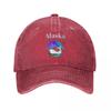 Alaska The Last Frontier Men Women Baseball Caps Funny Northern Light Distressed Washed Hat Vintage Outdoor All Seasons Snapback