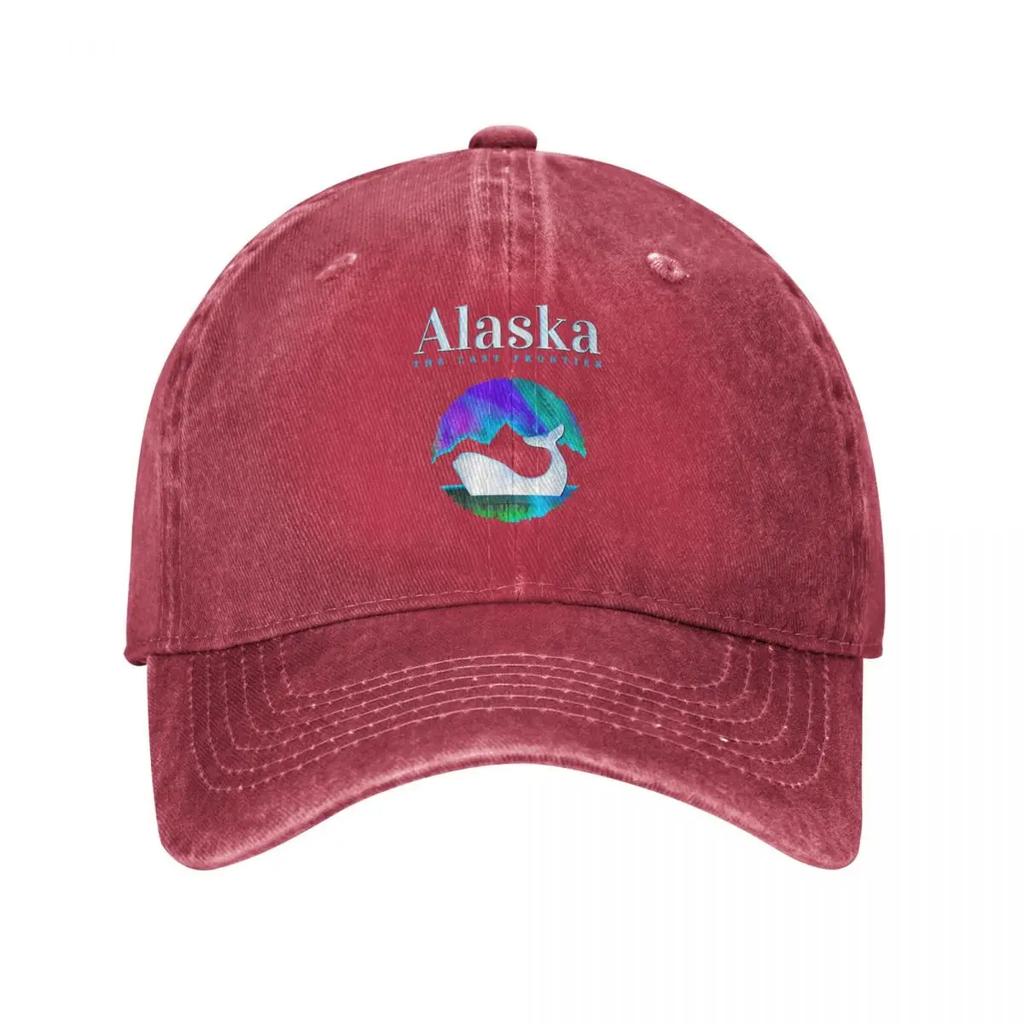 Alaska The Last Frontier Men Women Baseball Caps Funny Northern Light Distressed Washed Hat Vintage Outdoor All Seasons Snapback