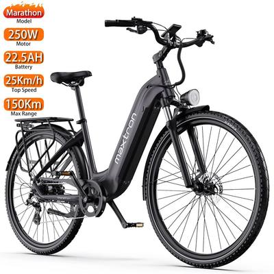Electric Bicycle Maxtron Marathon 28" Tire 250W Motor Top Speed 25Km/h Urban Commuter Electric Bike 36V 22.5Ah Dual Disc Brakes 7 Speed