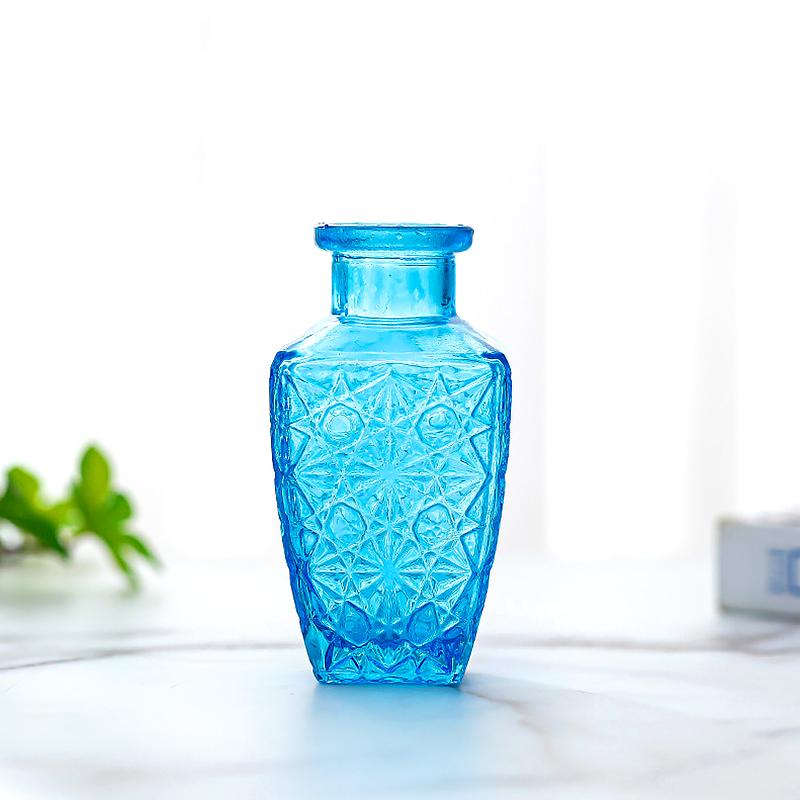 1PC Mini domácí dekorace Květinové aranžmá Hydroponická skleněná embosovaná váza Vintage Styl