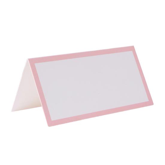 Place Cards for Table Setting Blank Wedding Seating Place Cards Folding Tent Name Cards with Pink Border for Party Bridal Banquet Dinner