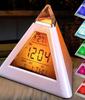 LED Triangular Pyramid Clock – 7-color Mood LED Alarm with Perpetual Calendar, Temperature Display and Timer In One Sleek Pyrami